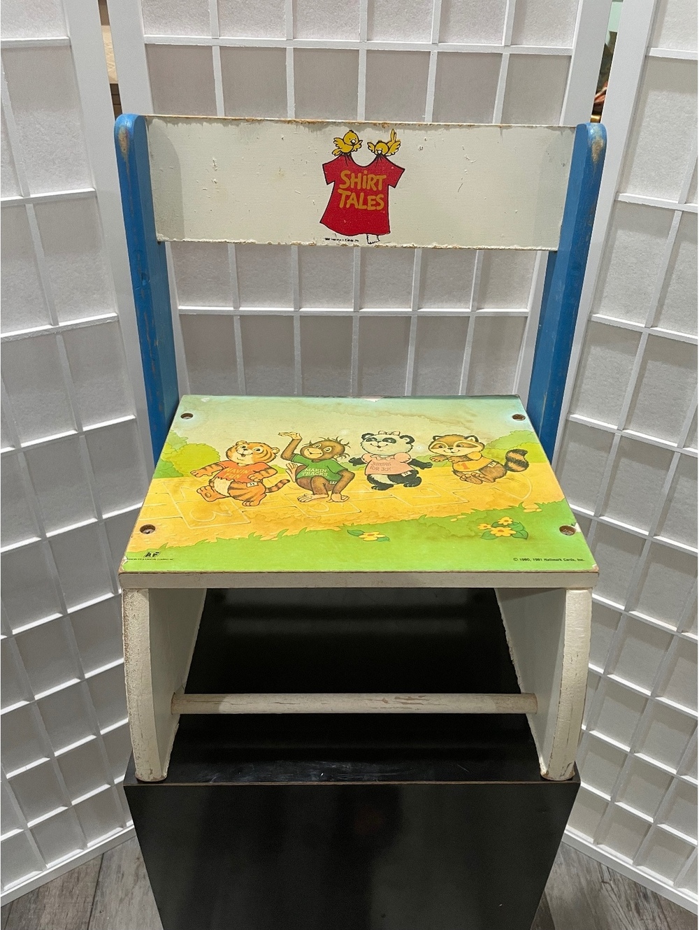 Vintage "Shirt Tales" Hallmark 1980, 1981 Kids Chair/Stool/Booster Seat